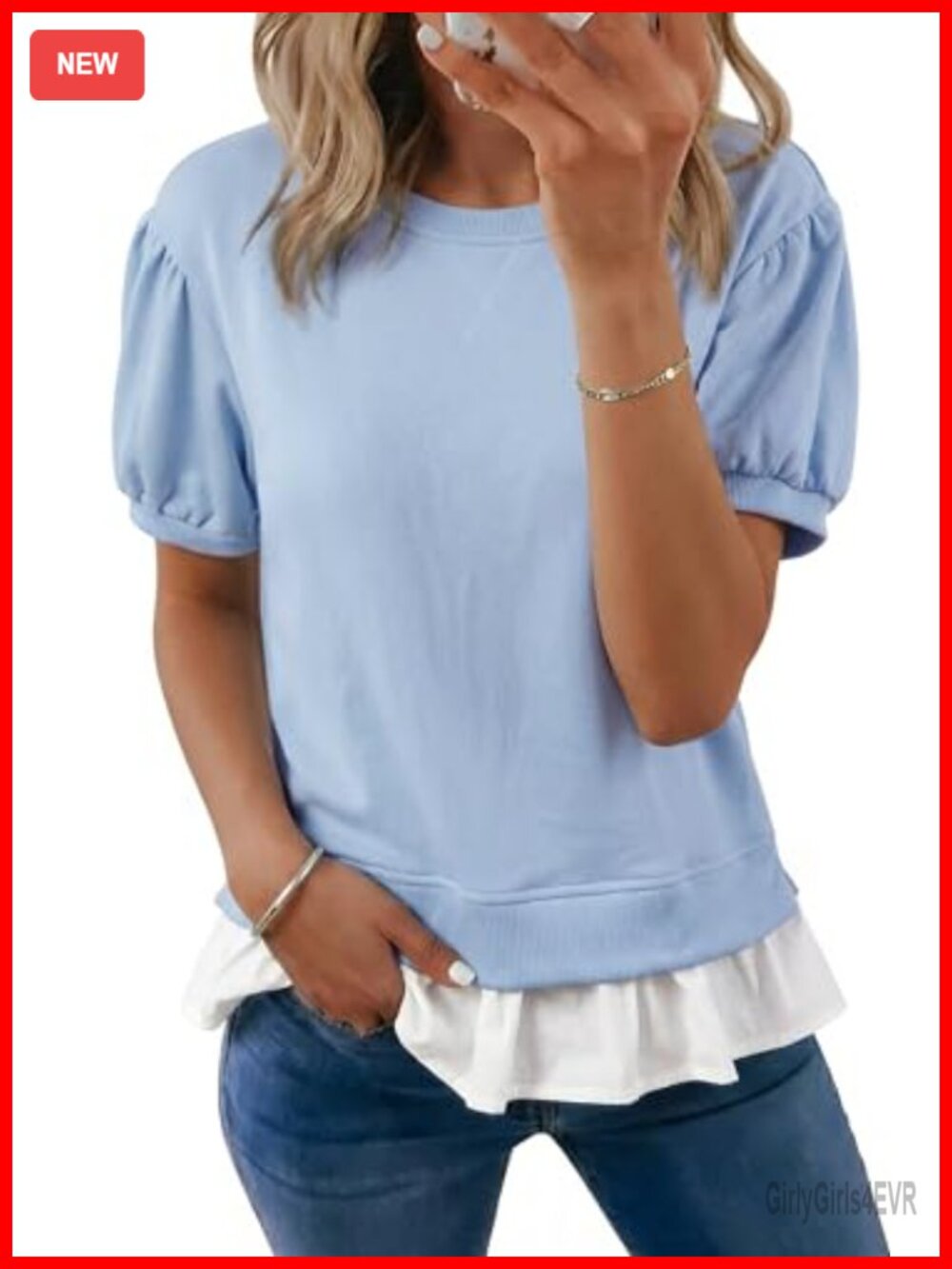 Women's Short Sleeve Ribbed Knit Sweater Top Loose Fit Pullover